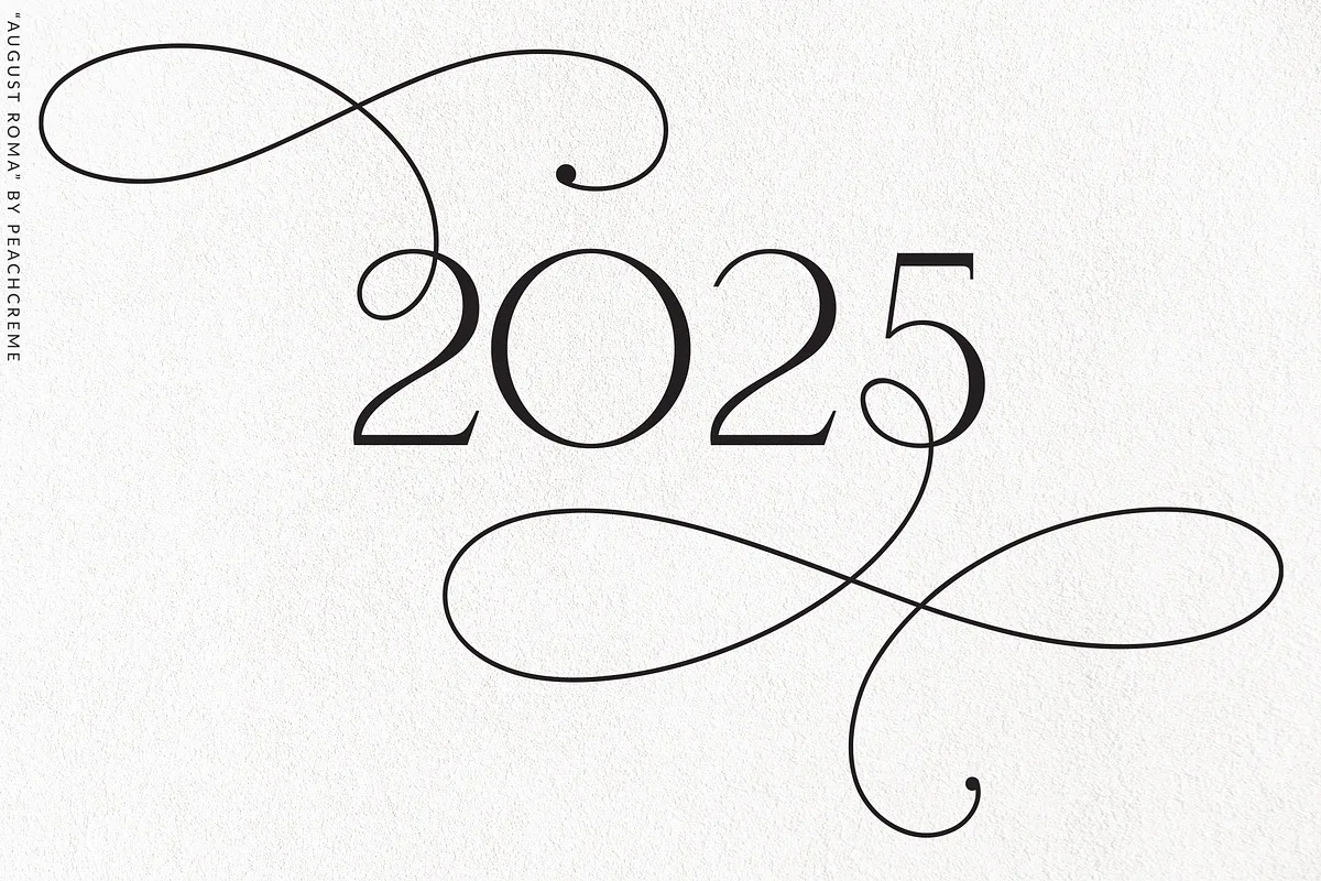 August Roma font alphabet, numbers and glyphs