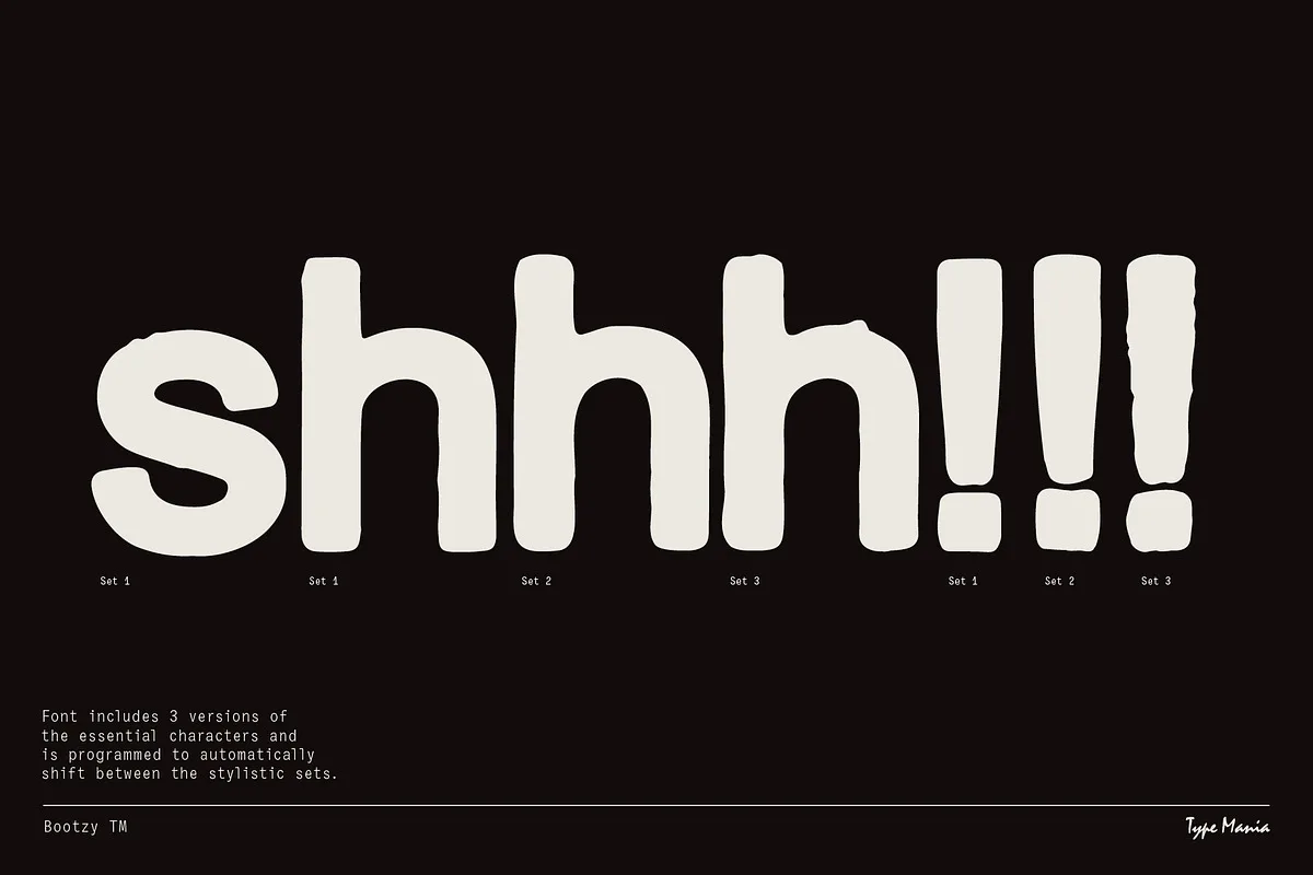 Bootzy TM Font Bootzy TM font preview — sample text