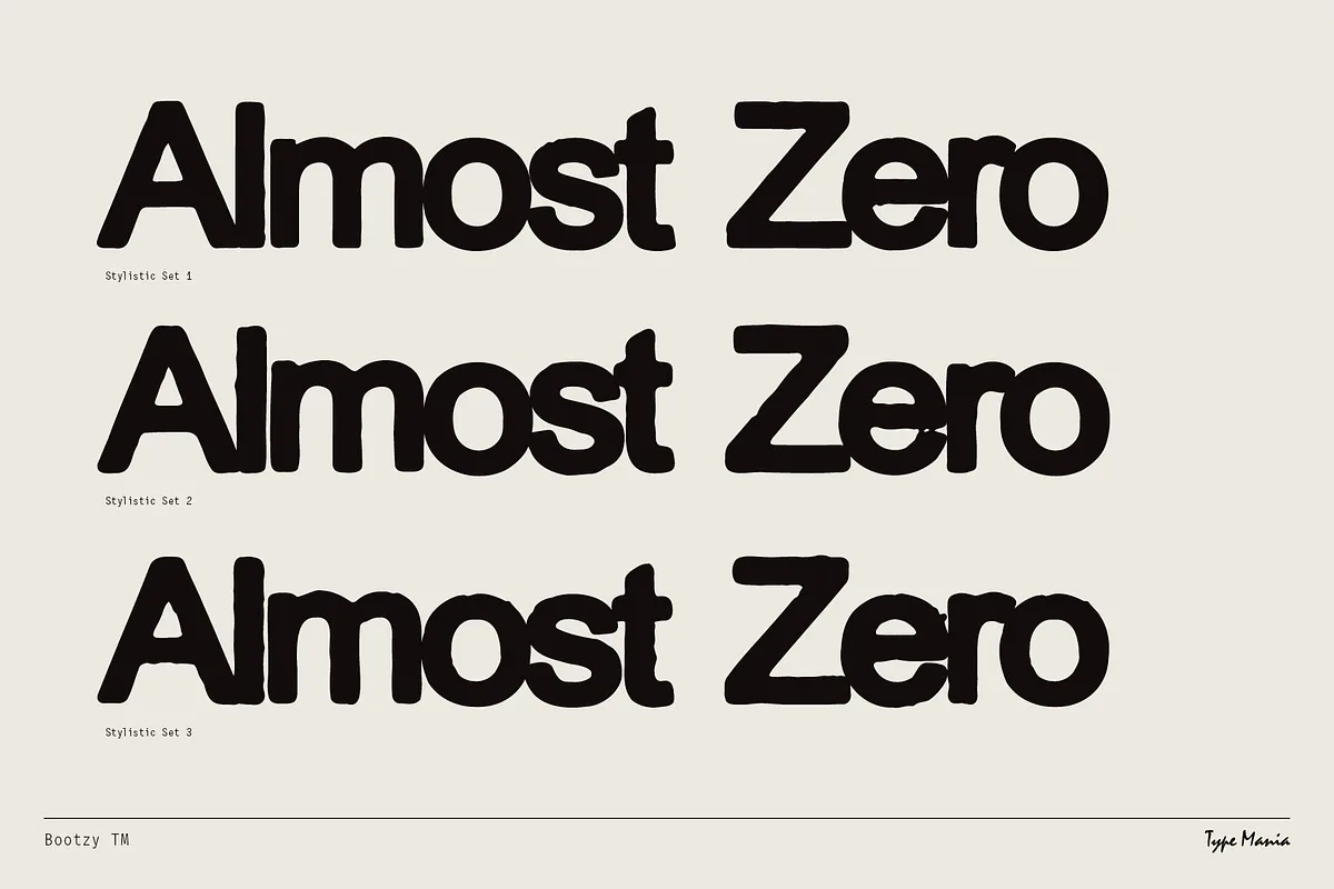 Bootzy TM Font Bootzy TM font alphabet, numbers and glyphs