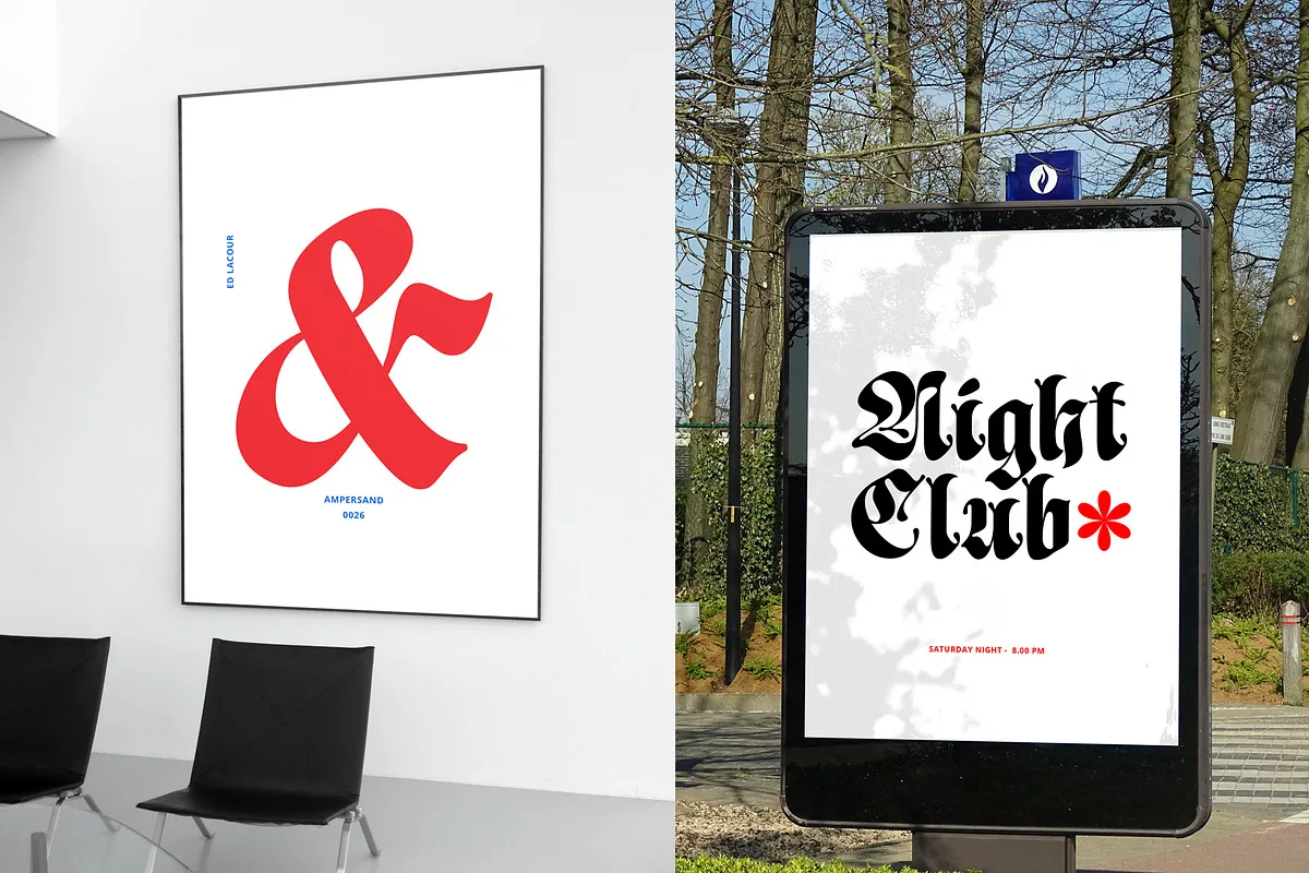 ED Lacour font alphabet, numbers and glyphs