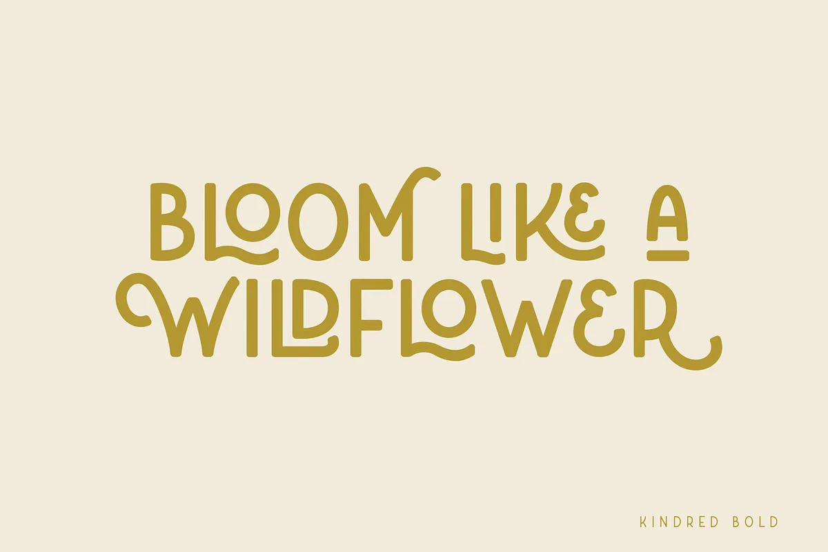 Kindred font alphabet, numbers and glyphs