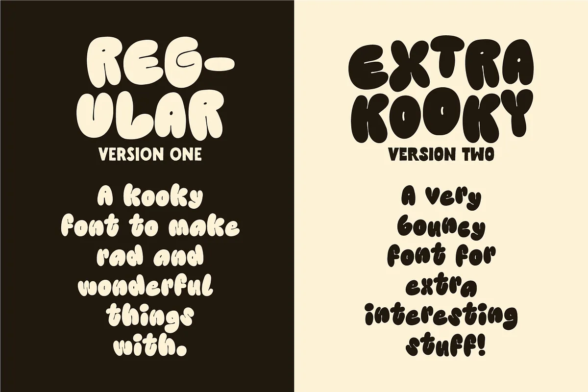 Kooky Cloud Font Kooky Cloud font alphabet, numbers and glyphs