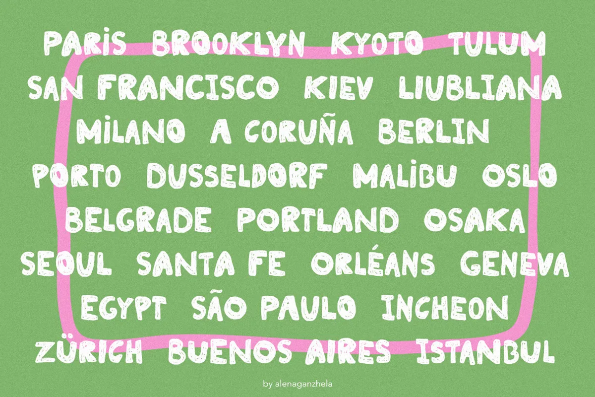 Lazy Crunch font alphabet, numbers and glyphs