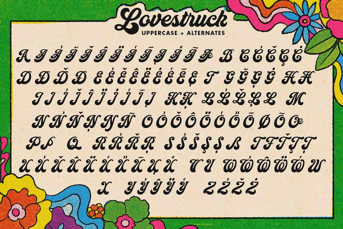 Lovestruck font detail preview