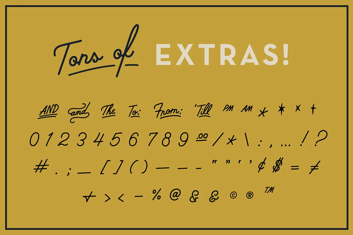 Palm Canyon Drive font alphabet, numbers and glyphs