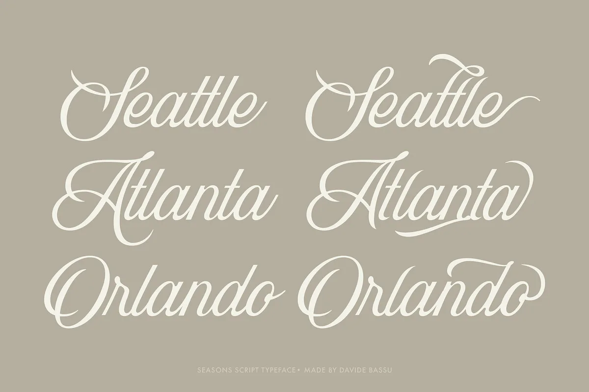 Seasons Script font preview — sample text
