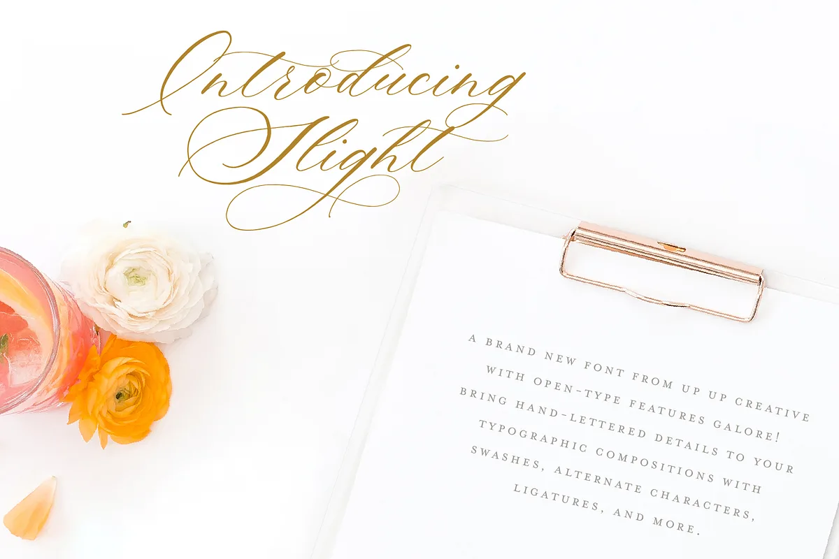 Slight font alphabet, numbers and glyphs